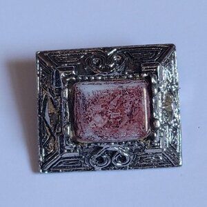 Vintage Weiner Rectangular Cabochon Stone Brooch